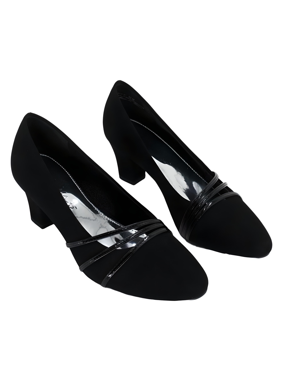 Easy Street Cristiny Black Lamy 1.5" Block Heel Pumps Size 9.5M